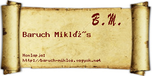 Baruch Miklós névjegykártya